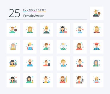 Female Avatar 25 Flat Color icon pack including cook. news anchor. construction. journalist. technician