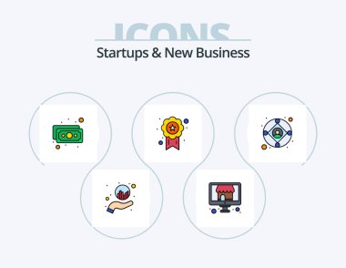 Startups And New Business Line Filled Icon Pack 5 Icon Design. calculator. suiting. coffee. shirt. business