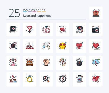 Love 25 Line Filled icon pack including love. chat. diamond. february. date