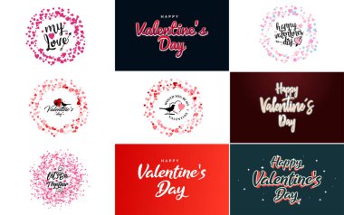 Happy Valentine's Day greeting card template with a floral theme and a pink color scheme