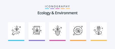 Ecology And Environment Line 5 Icon Pack Including leaf. plant. environment. leaves. plant. Creative Icons Design
