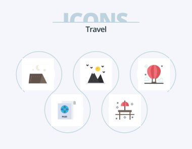 Travel Flat Icon Pack 5 Icon Design. balloon. mountain. camping. landscape. hiking