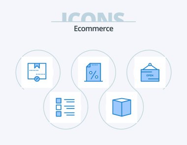 Ecommerce Blue Icon Pack 5 Icon Design. tax. finance. e. document. package