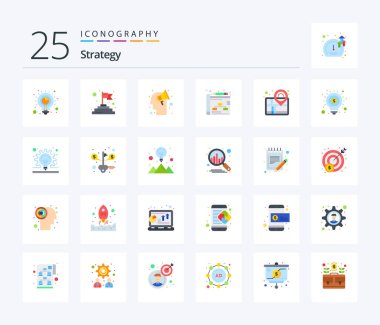 Strategy 25 Flat Color icon pack including pin. map. plan. strategy. business