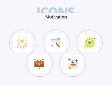 Motivation Flat Icon Pack 5 Icon Design. . motivation. giving. gear. fishing rod