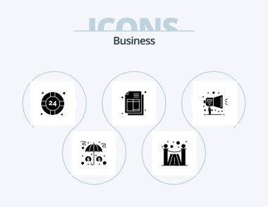 Business Glyph Icon Pack 5 Icon Design. promotion. announcement. help. invoice. bill