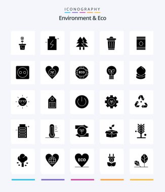 Creative Environment And Eco 25 Glyph Solid Black icon pack  Such As power. environment. energy. merry. environment