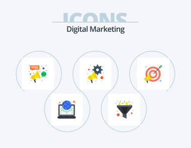 Digital Marketing Flat Icon Pack 5 Icon Design. goal. megaphone. advertising. marketing. connection