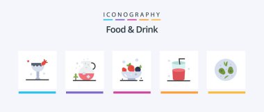 Food And Drink Flat 5 Icon Pack Including . drink. drink. glass. drink. Creative Icons Design