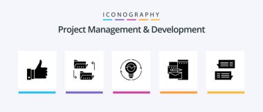 Project Management And Development Glyph 5 Icon Pack Including branding. lightbulb. sharing. light. idea. Creative Icons Design