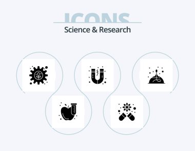 Science Glyph Icon Pack 5 Icon Design. lab. burner. gear. alcohol. magnet