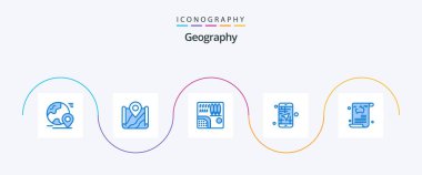 Geo Graphy Blue 5 Icon Pack Including map. mobile. google. travel. rain