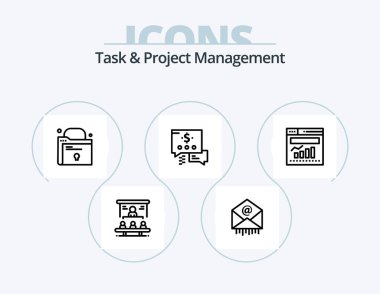 Task And Project Management Line Icon Pack 5 Icon Design. . communication. award badge. bell. profile