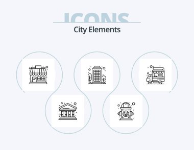 City Elements Line Icon Pack 5 Icon Design. shop. shop. power. street. stall