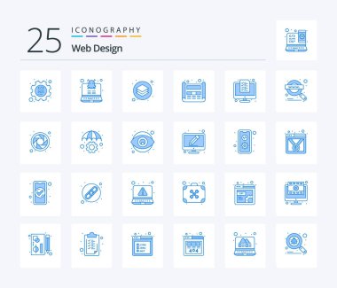Web Design 25 Blue Color icon pack including digital. print. design. web. design