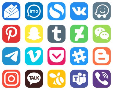 All in One Social Media Icon Set 20 icons such as vimeo. messenger. pinterest. telegram and wechat icons. Gradient Icon Pack