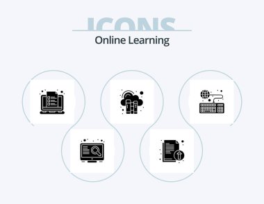 Online Learning Glyph Icon Pack 5 Icon Design. book. dictionary. course. book. notes