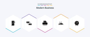 Modern Business 25 Glyph icon pack including office. file. euro. data. shredder