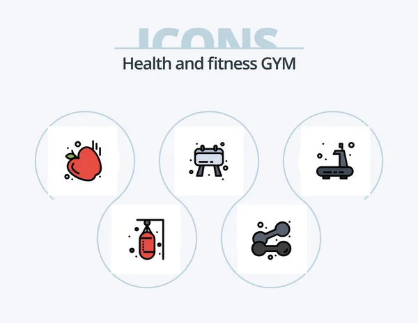Gym Line Filled Icon Pack Icon Design Sand Boxer Food — Stockvector