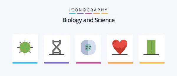 Biology Flat Icon Pack Including Cardiogram Anatomy Dna Structure Laboratory — стоковый вектор
