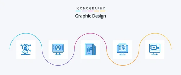 Graphic Design Blue Icon Pack Including Enhance Decrease Book Computer — Vetor de Stock