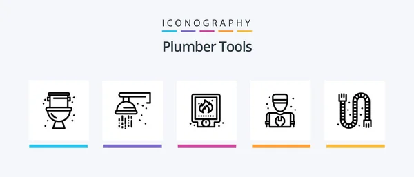 Plumber Line Icon Pack Including Mechanical System Extractor Plumbing Mechanical — 图库矢量图片