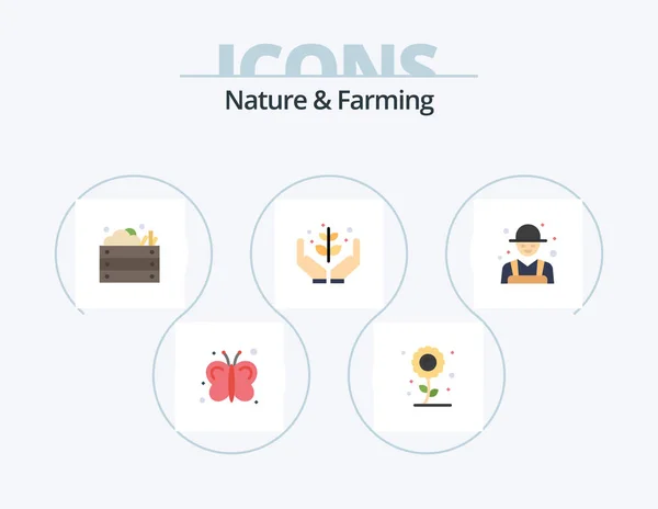 Nature Farming Flat Icon Pack Icon Design Nature Garden Agriculture — Stockový vektor