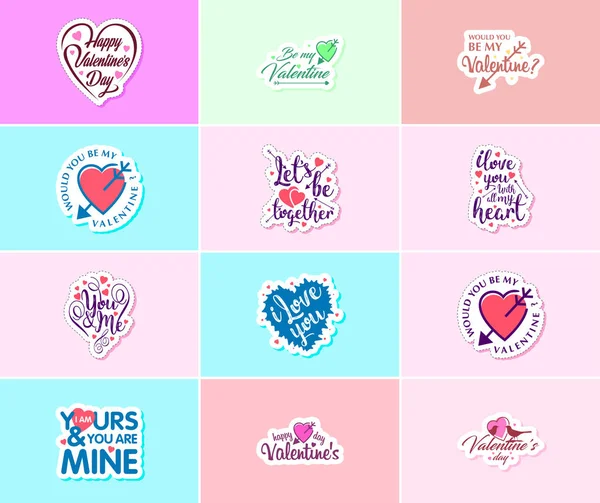 Celebrating Love Valentine Day Stunning Design Stickers — Stockvektor