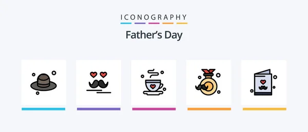 Fathers Day Line Filled Icon Pack Including Brim Fathers Day — Stock Vector