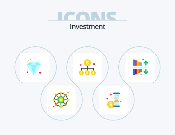 Investment Flat Icon Pack Icon Design Investment Expenses Investment Money — Stockový vektor