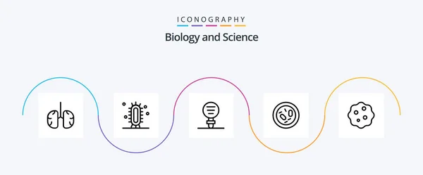 Biology Line Icon Pack Including Germ Bacterium Science Research Experiment — Stok Vektör