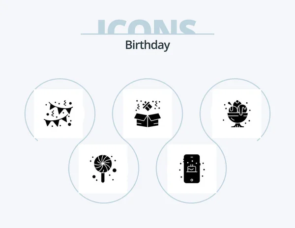 Birthday Glyph Icon Pack Icon Design Party Party Ice Cream — Stockvektor