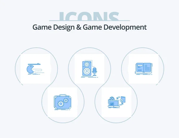Game Design Game Development Blue Icon Pack Icon Design Microphone — Vettoriale Stock