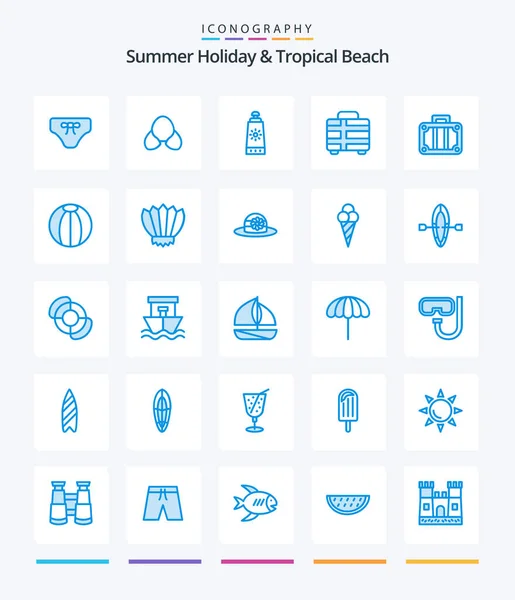 Creative Beach Blue Icon Pack Flippers Diving Holiday Toy Beach — Archivo Imágenes Vectoriales