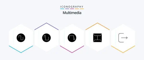 Multimedia Glyph Icon Pack Including — Stockový vektor