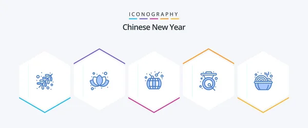 Chinese New Year Blue Icon Pack Including Noodles Chinese Chinese — Archivo Imágenes Vectoriales