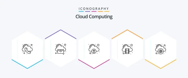 Cloud Computing Line Icon Pack Including Mail Technology Storage Cloud — Stock Vector