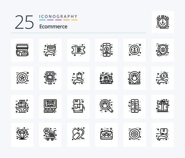 Ecommerce Line Icon Pack Including Money Information Receipt Info Shop — Stok Vektör