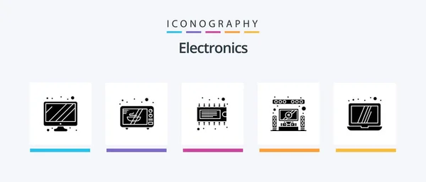 Electronics Glyph Icon Pack Including Laptop Electronic Computer System Creative — Stok Vektör