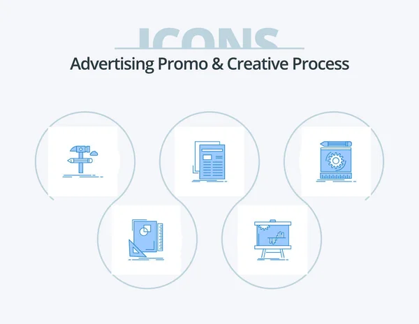 Advertising Promo Creative Process Blue Icon Pack Icon Design News — Stok Vektör