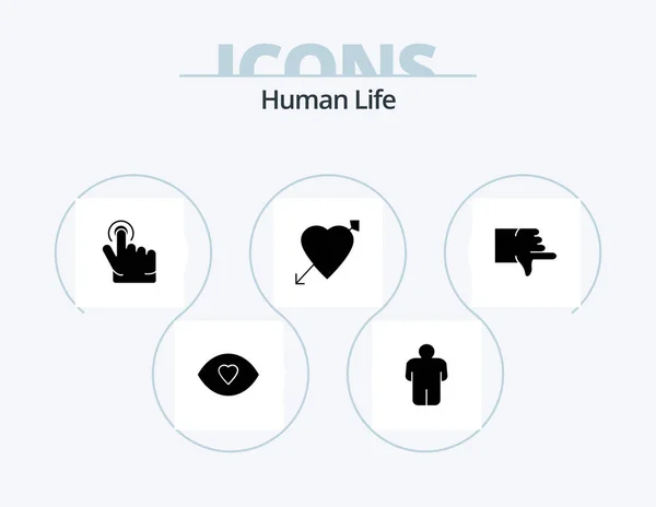 Human Glyph Icon Pack Icon Design Vote Finger Dislike Love — Vettoriale Stock