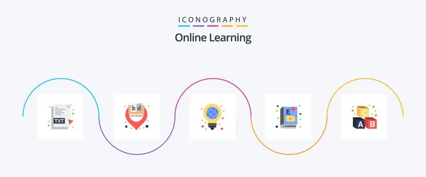 Online Learning Flat Icon Pack Including Study Education Idea Learning — Stock vektor