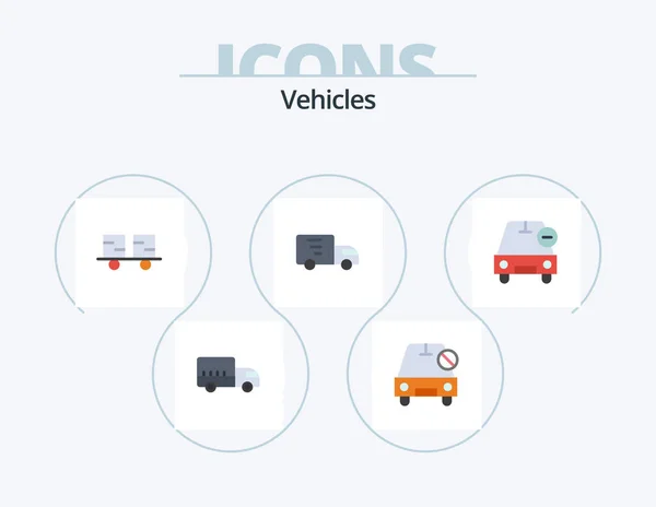 Vehicles Flat Icon Pack Icon Design Truck Lorry Slash Delivery — Stok Vektör