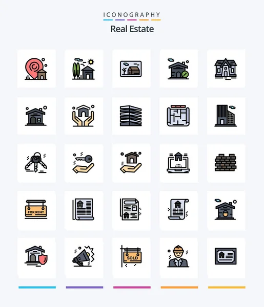 Creative Real Estate Line Filled Icon Pack House Estate Real — Stockvector