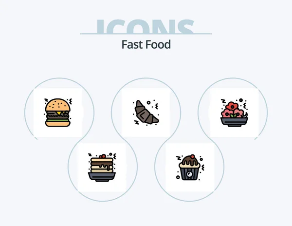Fast Food Line Filled Icon Pack Icon Design Food Food — Stock Vector