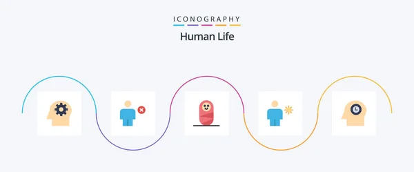 Human Flat Icon Pack Including Time Face Child Sun Human — Vettoriale Stock
