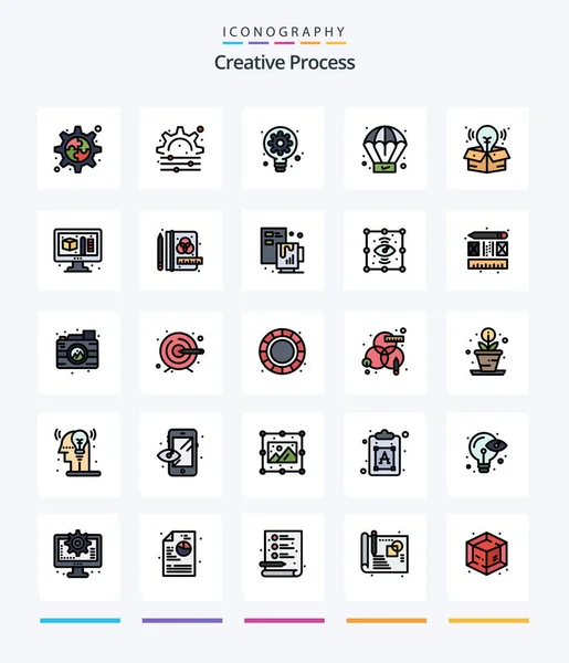 Creative Process Line Filled Іконок Таких Процес Моделювання Процес Процес — стоковий вектор