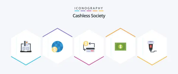 Cashless Society Flat Icon Pack Including Payment Currency Payment Society — Stockový vektor