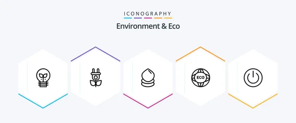 Environment Eco Line Icon Pack Including Ecology Eco Eco World — Stock Vector