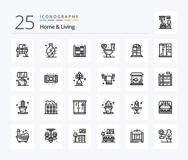 Home Living Line Icon Pack Including Living Cabinet Living Living — Stockový vektor